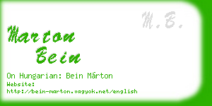 marton bein business card